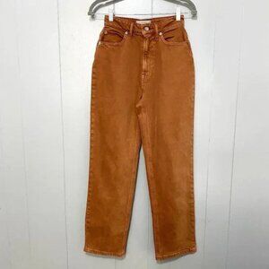 Everlane Orange Rust Denim Straight Leg The Way High Curvy Jeans 25 Tall